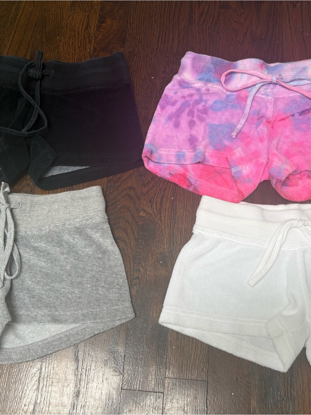 Kids Pull-On Terry Shorts - Black, Gray, White, Pink Tie-Dye
